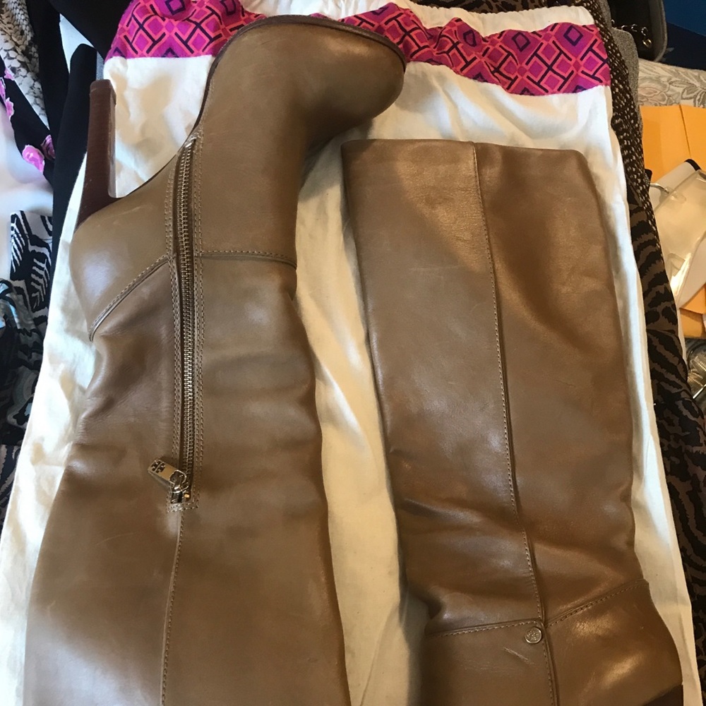 Tory Burch Tan Leather Stiletto Boots